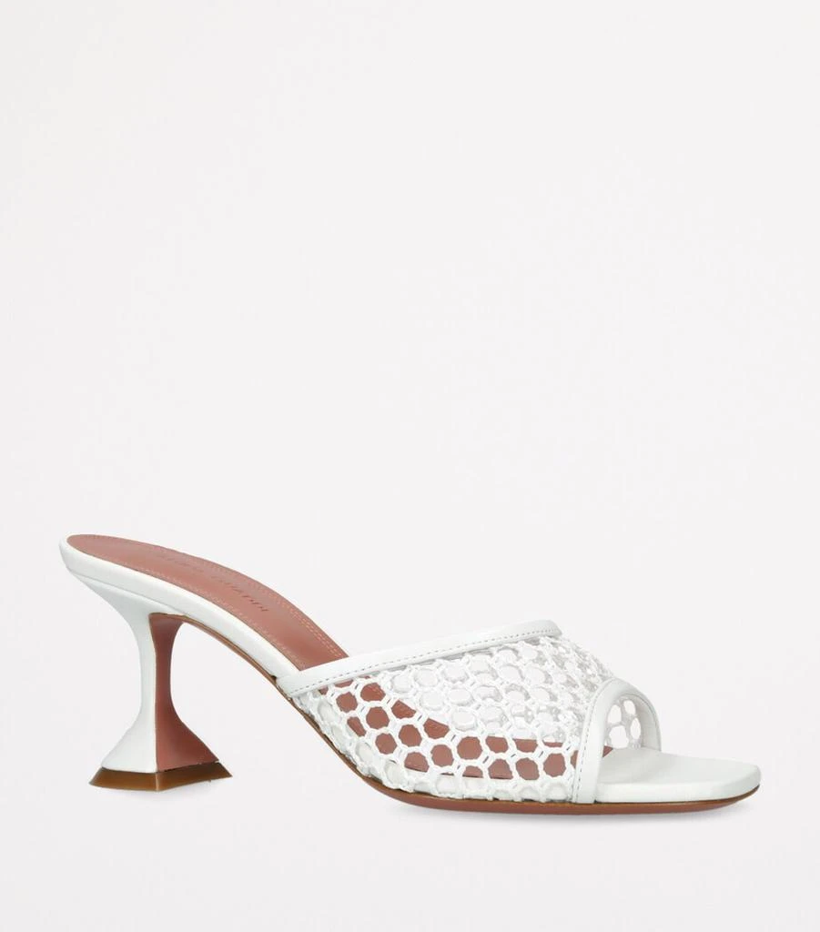 Amina Muaddi Leather Lupita Net Mules 70 3