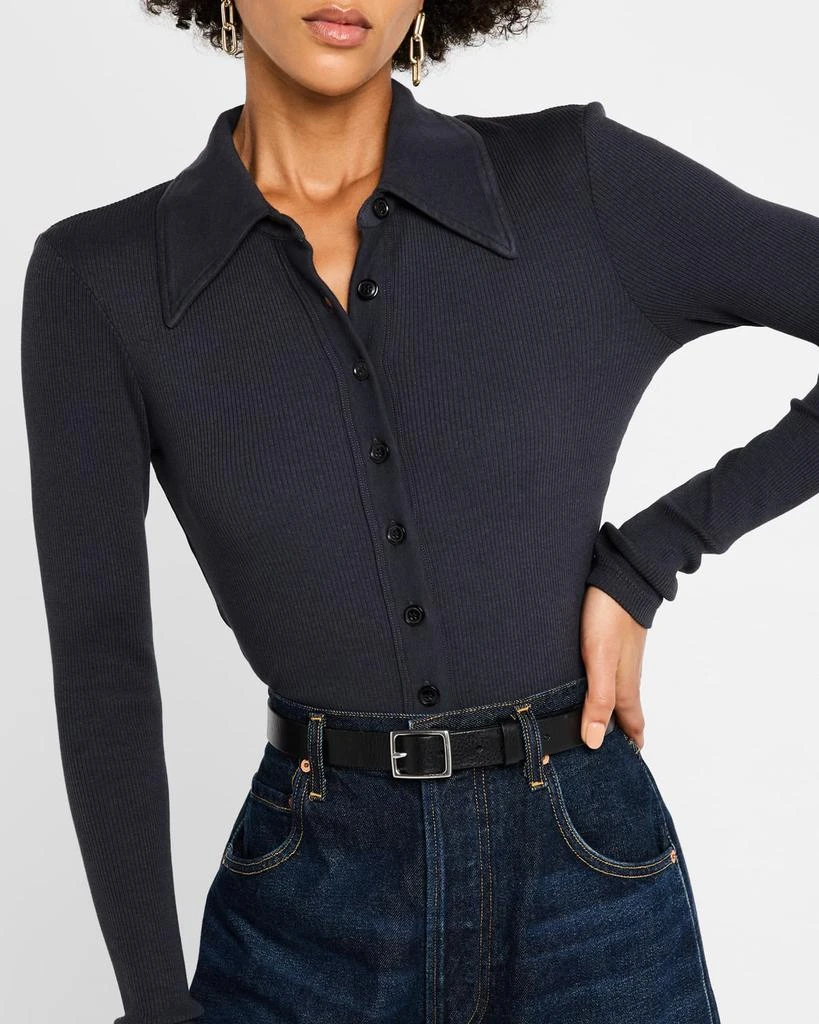 Citizens of Humanity Gila Long-Sleeve Rib Polo Top 5