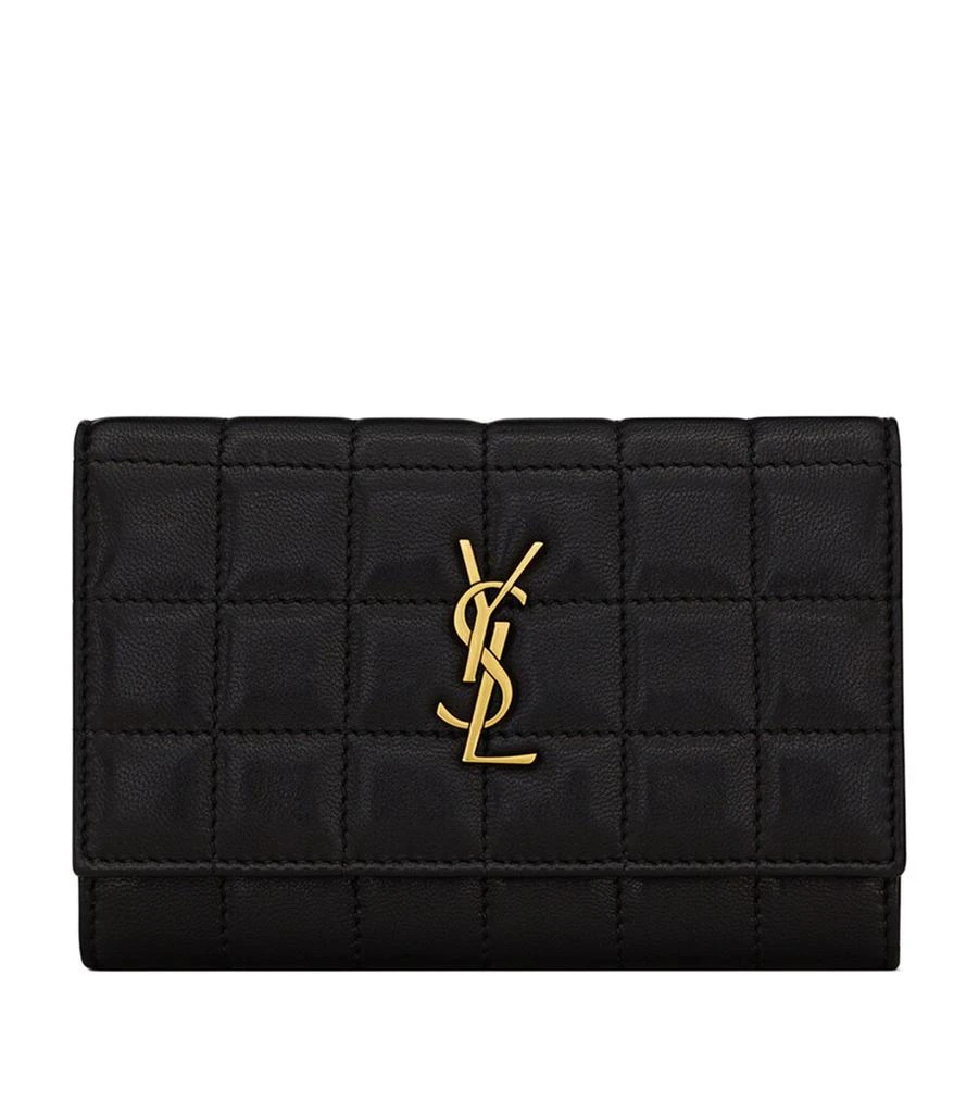 Yves Saint Laurent Leather Quilted Monogram Wallet 1