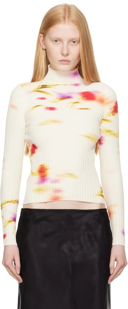 Salvatore Ferragamo Off-White Blossom Print Turtleneck 1