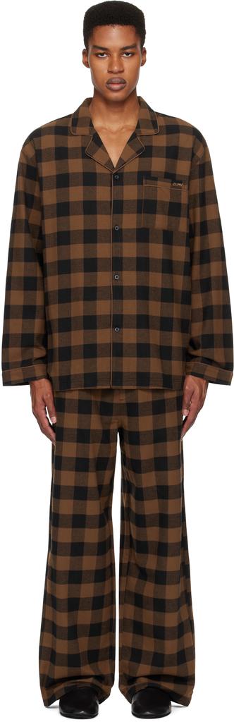 SKIMS Brown Flannel Sleep Pyjama Set