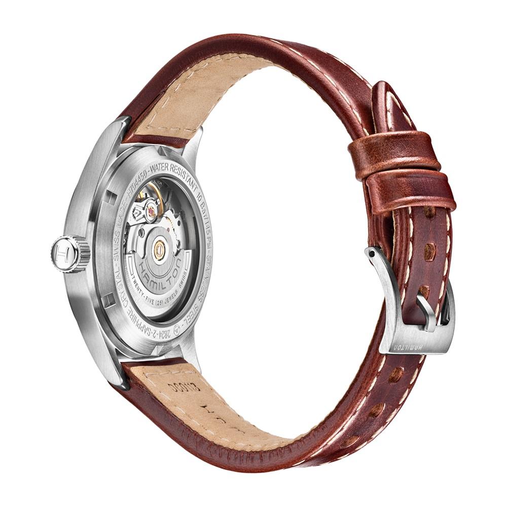 Hamilton Men's Swiss Automatic Khaki Field Brown Leather Strap Watch 38mm