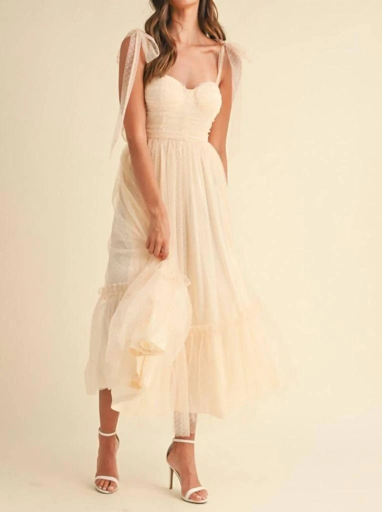 Mable - Swiss Dot Bow Maxi Dress  On Sale Now with Up to 45% Off |  Discover Exclusive Deals & Savings at BeyondStyle  Authentic Mable women >  dresses > maxi|2017669880|beige|clothing|dresses |maxi|patterned|polyester|women