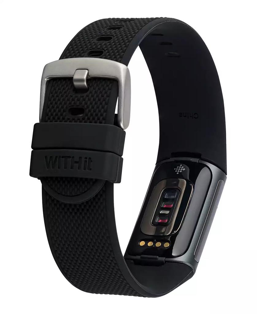 WITHit Black Silicone Woven Band Compatible with Fitbit Charge 5 and 6
