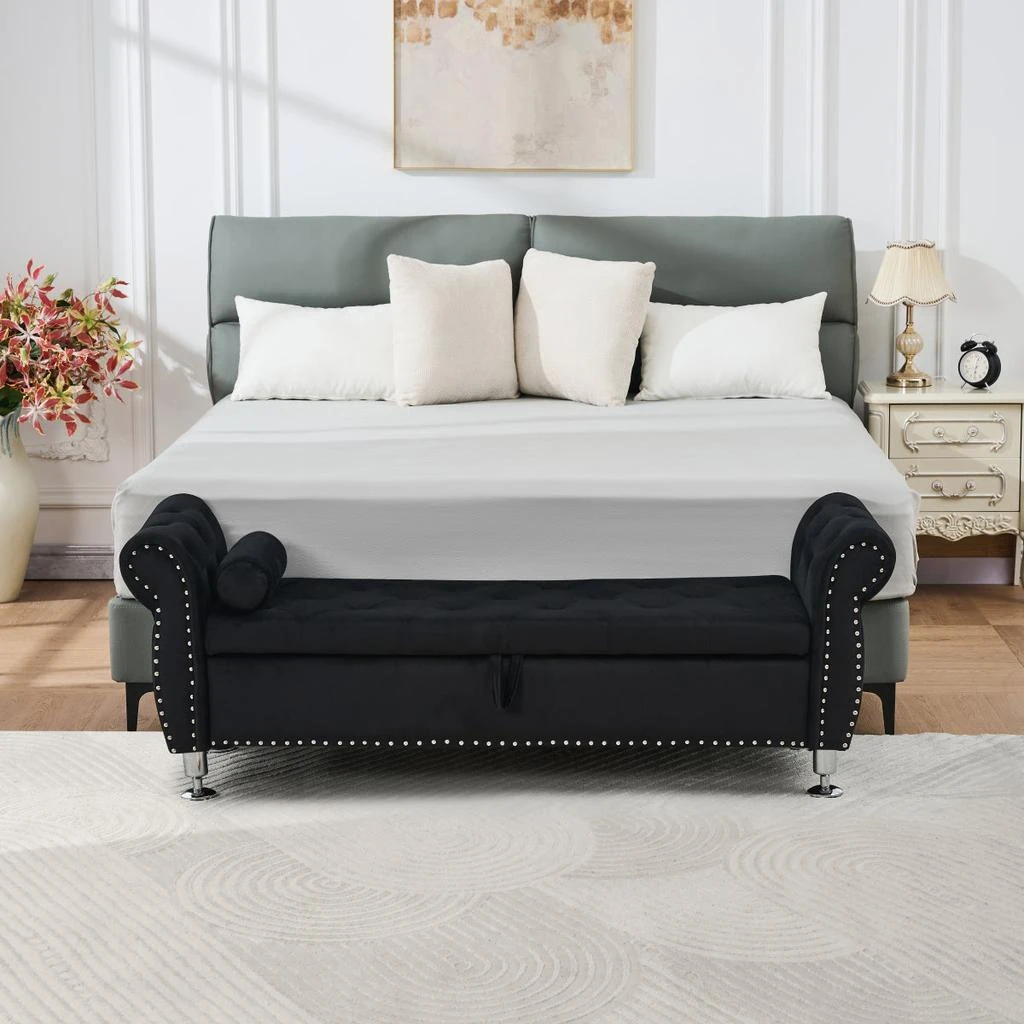Streamdale Furniture Streamdale Soft Velvet Storage Bench with Crystal Buttons
Pillow (Black)