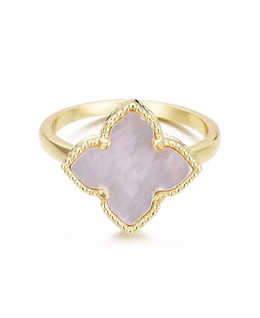 ADORNIA Gold Plated White Mother of Pearl Flower Ring