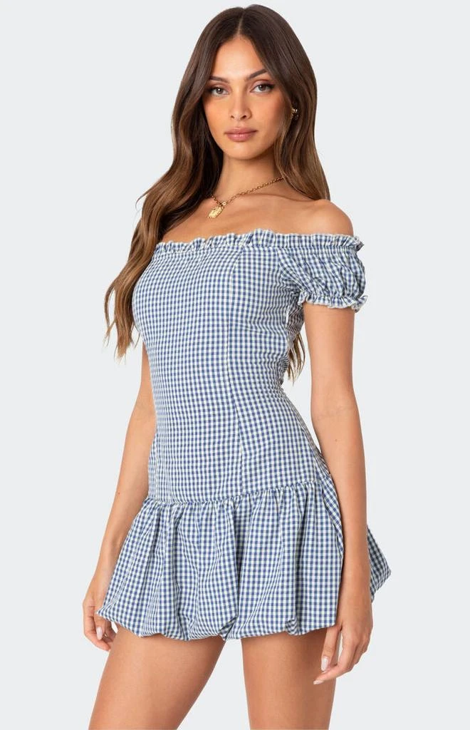 Edikted Gingham Off Shoulder Bubble Mini Dress 2