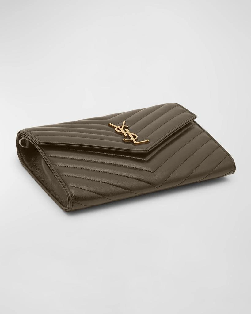 Yves Saint Laurent YSL Monogram Flap Clutch Bag in Smooth Leather 2