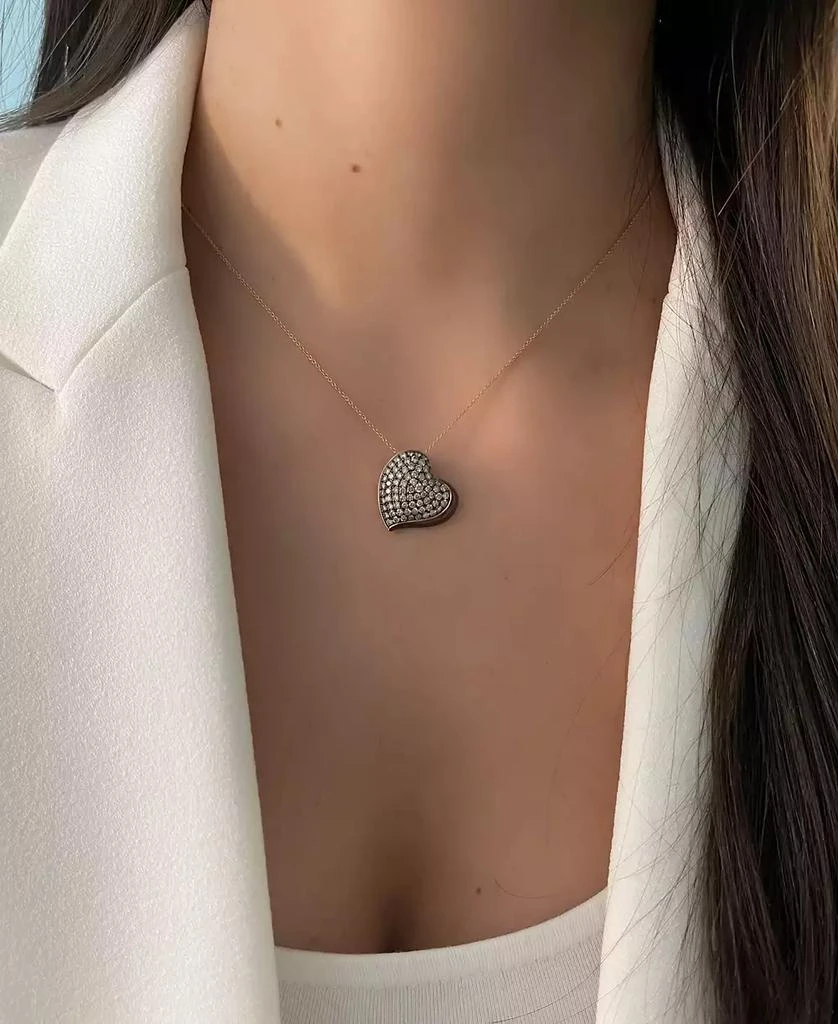 Le Vian GODIVA x Le Vian® Chocolate Enamel Ganache Heart Pendant Necklace Featuring Chocolate Diamond (1-3/8 ct. t.w.) & Enamel Pavé in 14k Rose Gold 3