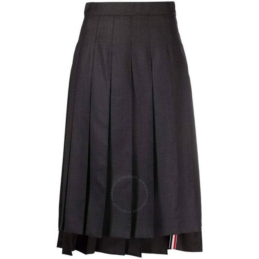 【THOM BROWNE】GREY AND WHITE COTTON-WOOL BLEND SKIRT GREY AND WHITE COTTON-WOOL BLEND SKIRT