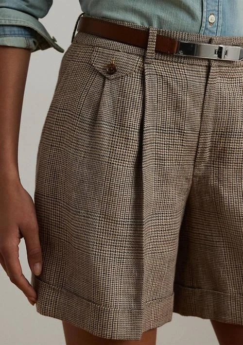 Ralph Lauren Ralph Lauren Glen Check Pleated Linen Twill Shorts 3