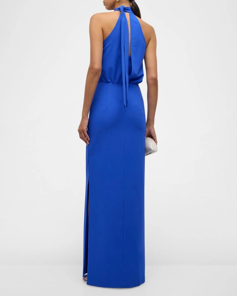 Black Halo Annabeth Draped Halter Column Gown 4