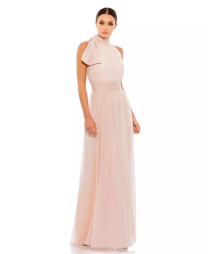 Mac Duggal Women
s Petite A Line Chiffon Halter Neck Evening Gown