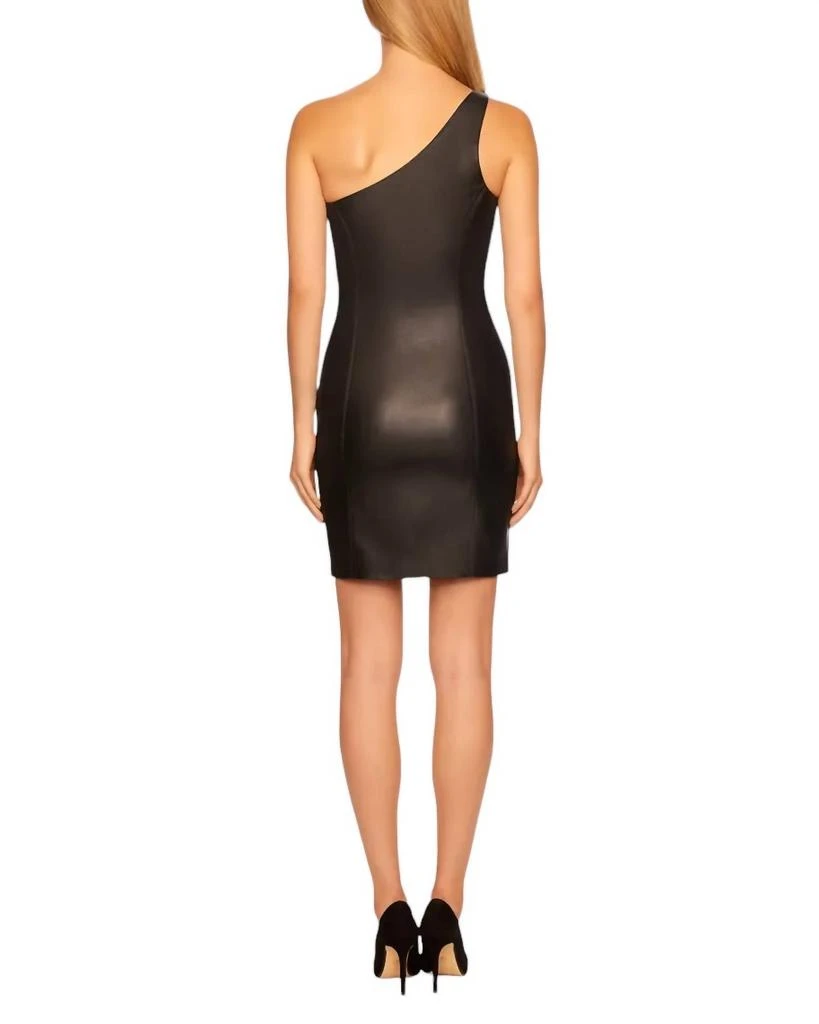 Susana Monaco One Shoulder Faux Leather Mini Dress In Black 3
