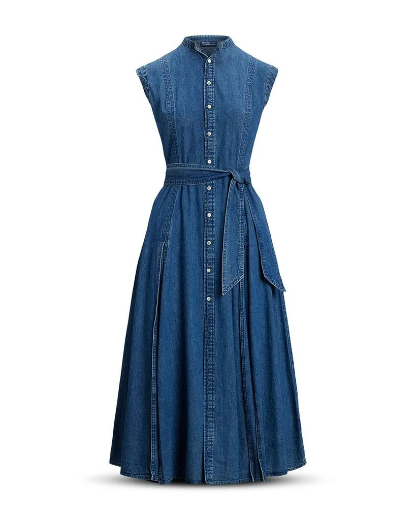Ralph Lauren Lauren Ralph Lauren Belted Denim Sleeveless A Line Dress 5