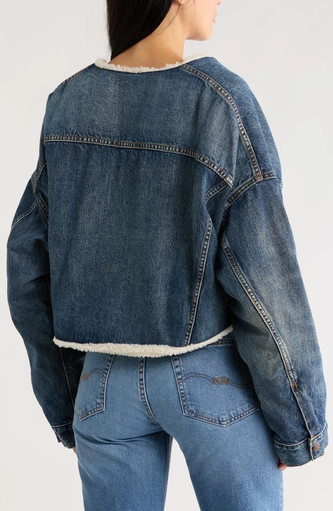 Denimist Faux Shearling Lined Crop Denim Jacket 2