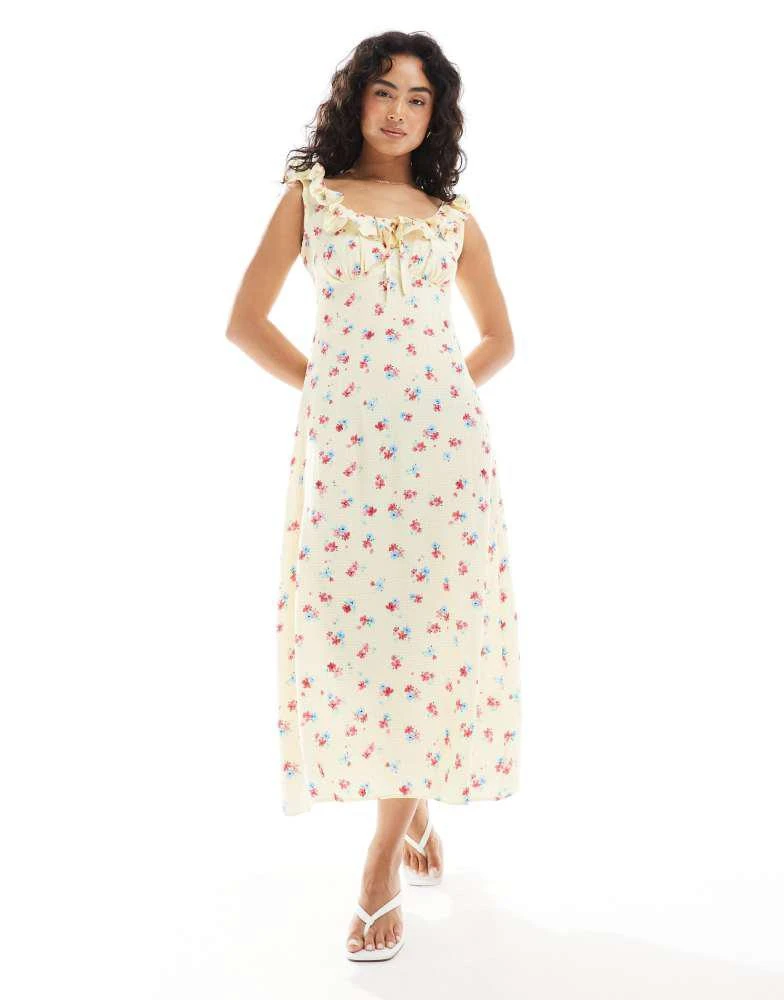 New Look ditsy floral tie back midi dress in yellow  On Sale Now with Up  to 60% Off | Discover Exclusive Deals & Savings at BeyondStyle  Authentic New  Look Home|women