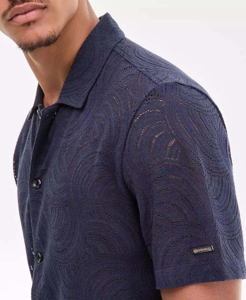 Karl Lagerfeld Paris Men's Open-Weave Jacquard Shirt 3