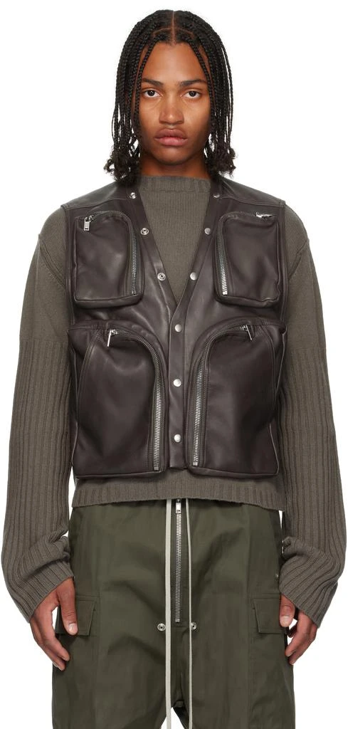 Rick Owens Gray Concordians Leather Cargo Vest 1