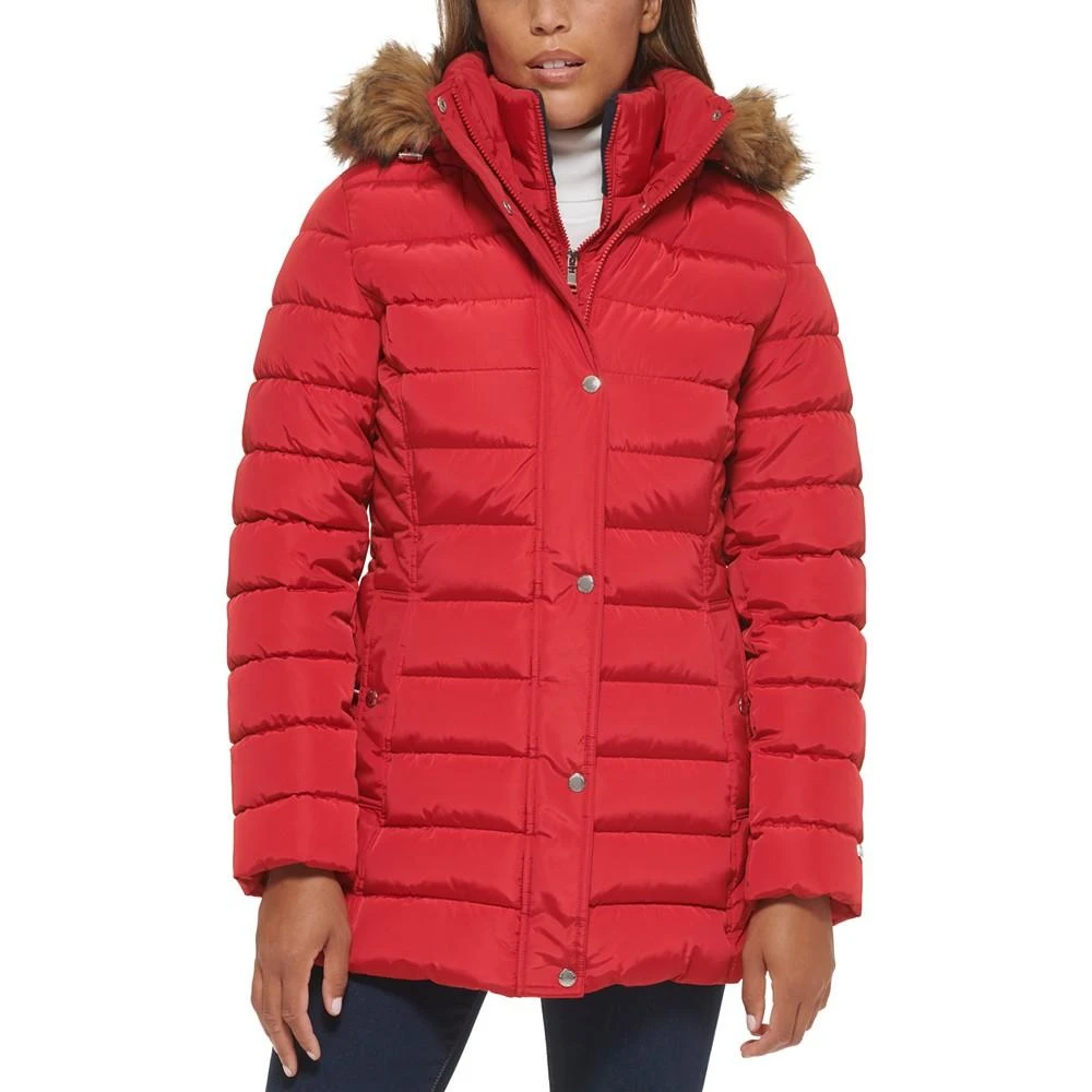 Tommy Hilfiger Women's Faux-Fur-Trim Hooded Puffer Coat, Created for Macy's 1