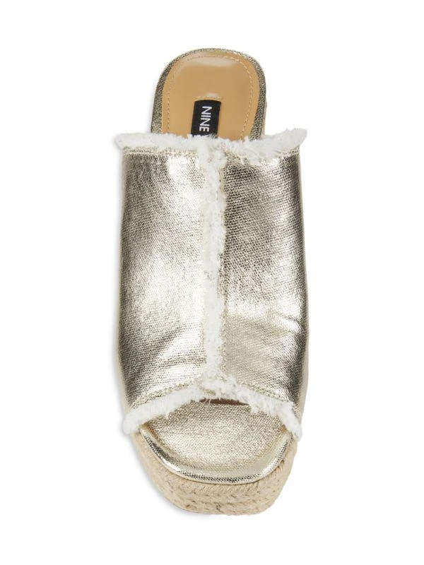 Nine West Baja Metallic Textile Espadrille Wedge Sandals 5