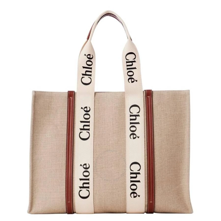 Chloé Large Woody Linen Tote Bag 1