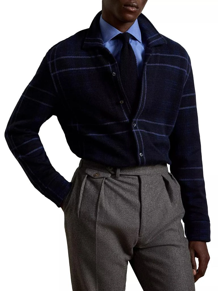 Ralph Lauren Plaid Cashmere Shirt Sweater 6