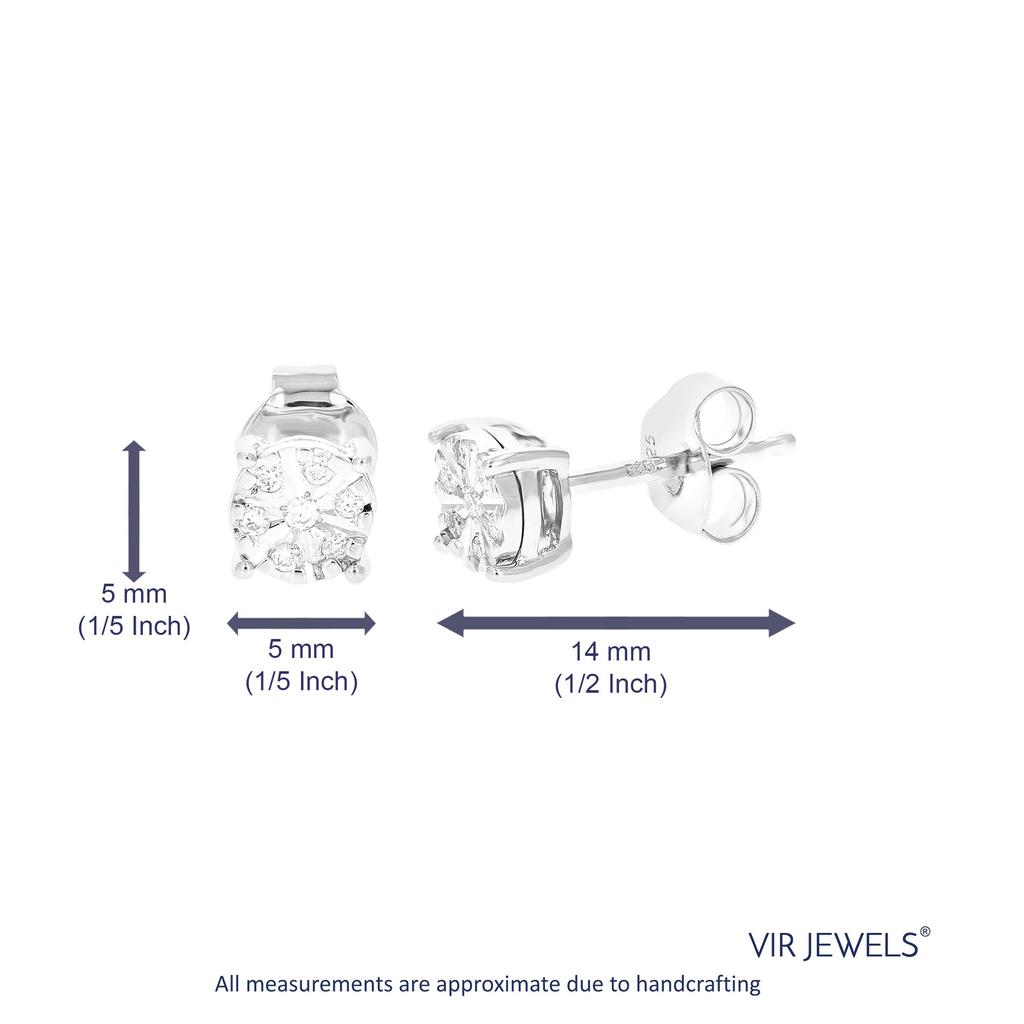 Vir Jewels 1/12 cttw 14 Stones Round Lab Grown Diamond Studs Earrings .925 Sterling Silver Prong Set 1/5 Inch