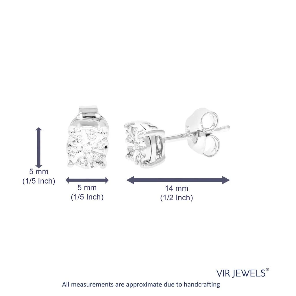 Vir Jewels 1/12 cttw 14 Stones Round Lab Grown Diamond Studs Earrings .925 Sterling Silver Prong Set 1/5 Inch 2