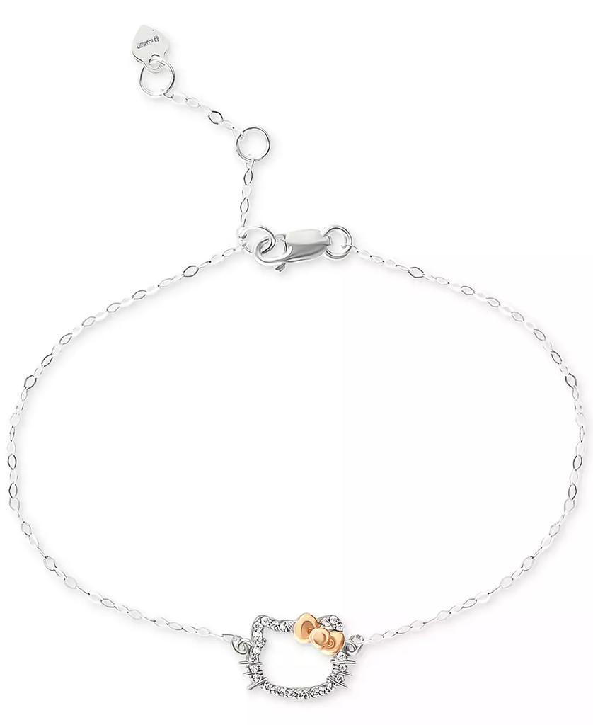 Macy's Hello Kitty Diamond Silhouette Link Bracelet (1/20 ct. t.w.) in 10k White & Rose Gold