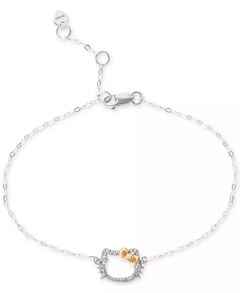 Macy's Hello Kitty Diamond Silhouette Link Bracelet (1/20 ct. t.w.) in 10k White & Rose Gold 1