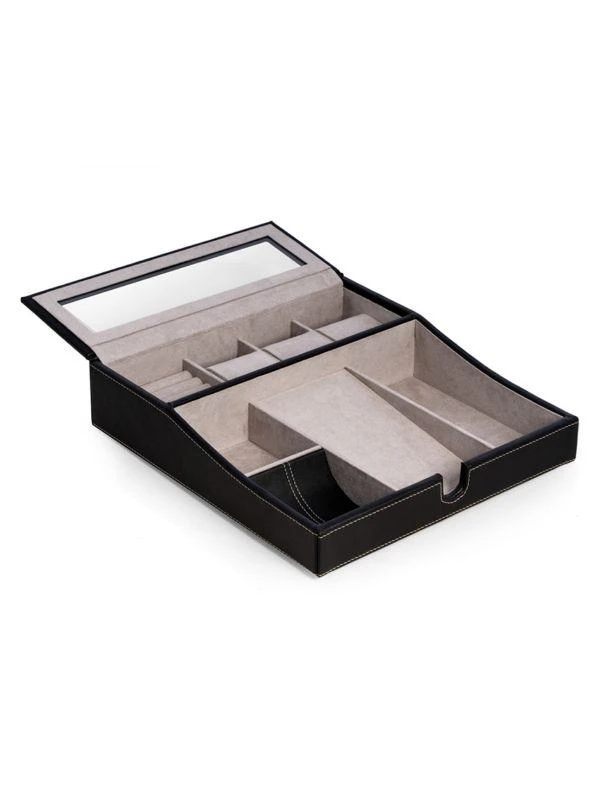 Bey-Berk Leather Multi-Compartment Storage Valet 3