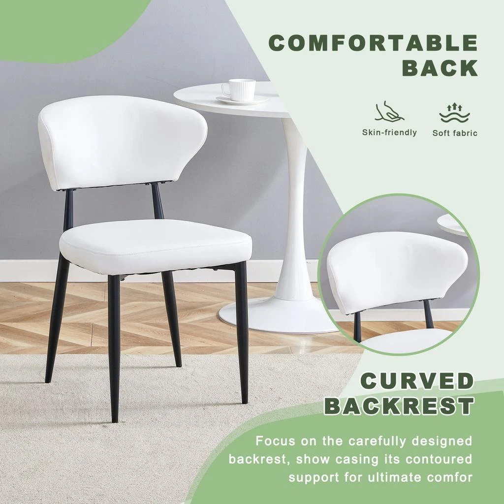 Streamdale Furniture Streamdale Glass Round Table 
4 White PU Chairs 3