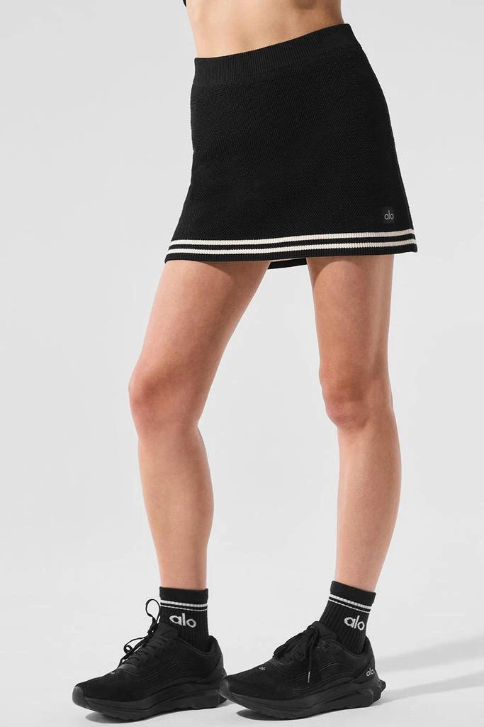 Alo Tennis Club Sweater Knit Skirt - Black/Ivory 4