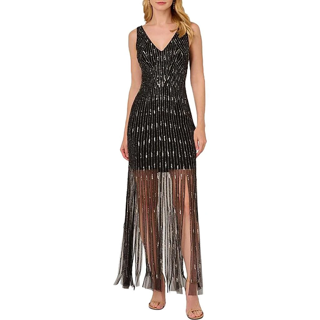 Adrianna Papell Womens Embellished Carwash Hem Cocktail And Party Dress 1