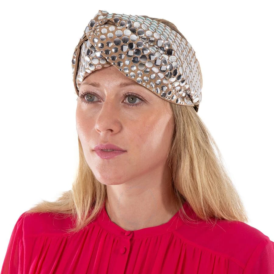 Burberry Metallic Sequin-Embellished Mesh Silk Headband 3