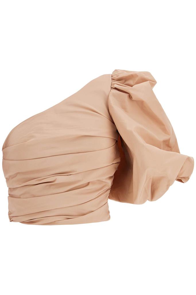 PINKO asymmetrical one-shoulder taffeta top in cameo pink
