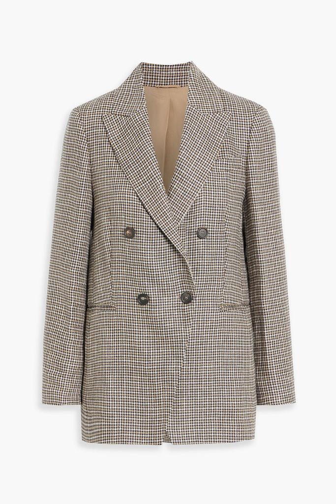 Brunello Cucinelli Double-breasted houndstooth linen-blend