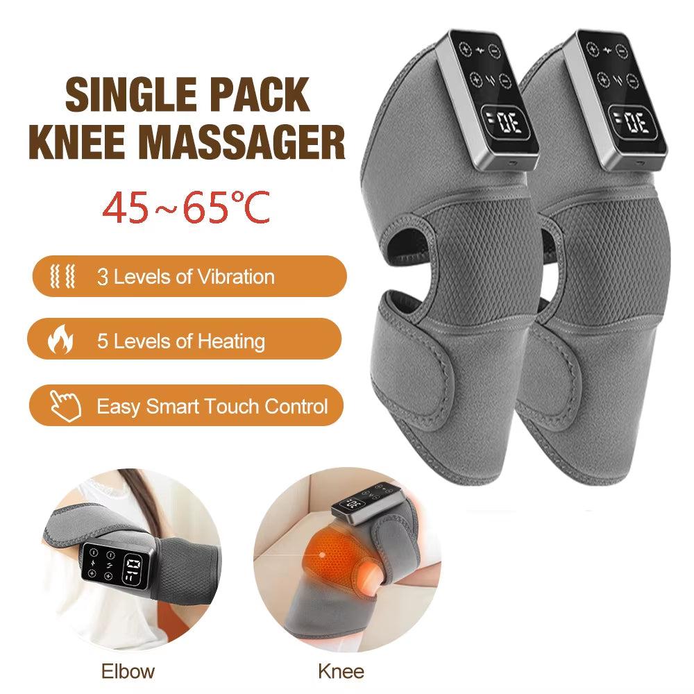 ERUULE Heating Massage Knee and Shoulder Elbow Pad with Smart Vibration and Hot Compress for Enhanced Blood Circulation and Muscle Relaxation - 2Pcs