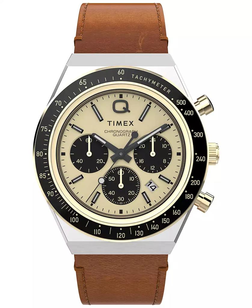 Timex Men's Analog Brown Leather Strap Watch, 40mm
