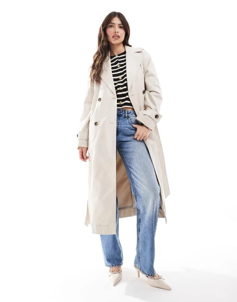 Mango Mango longline core trench coat in light beige 1