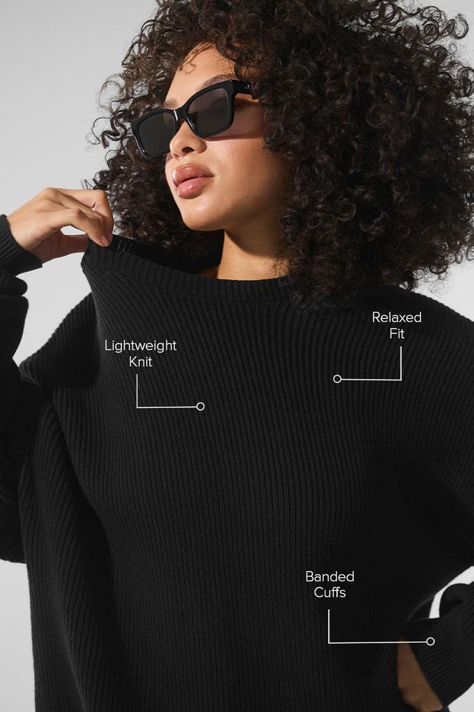 Alo Domain Rib Knit Crew Sweater - Athletic Heather Grey