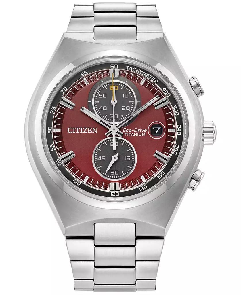 Citizen Eco-Drive Men's Chronograph Weekender Silver-Tone Titanium Bracelet Watch 43mm, Created for Macy's