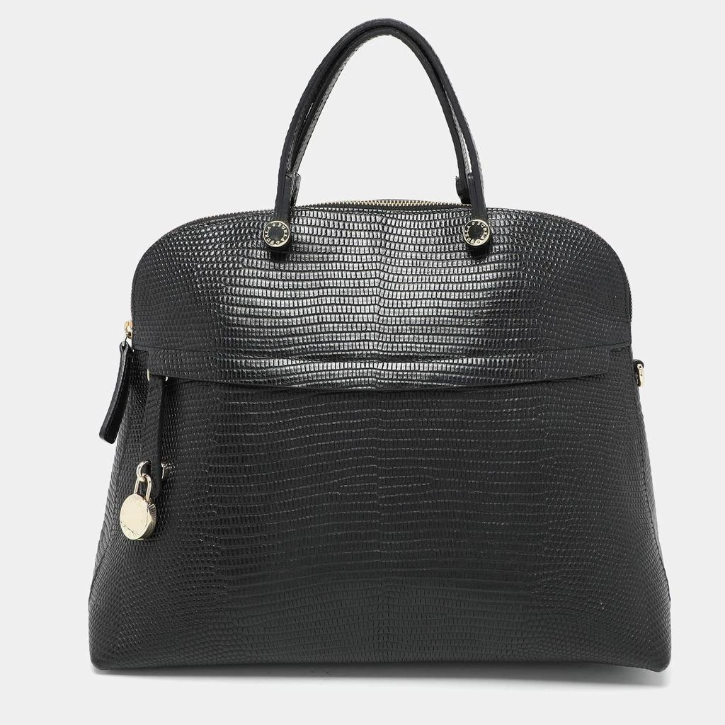Furla Furla Black Textured Leather Piper Dome Satchel 1