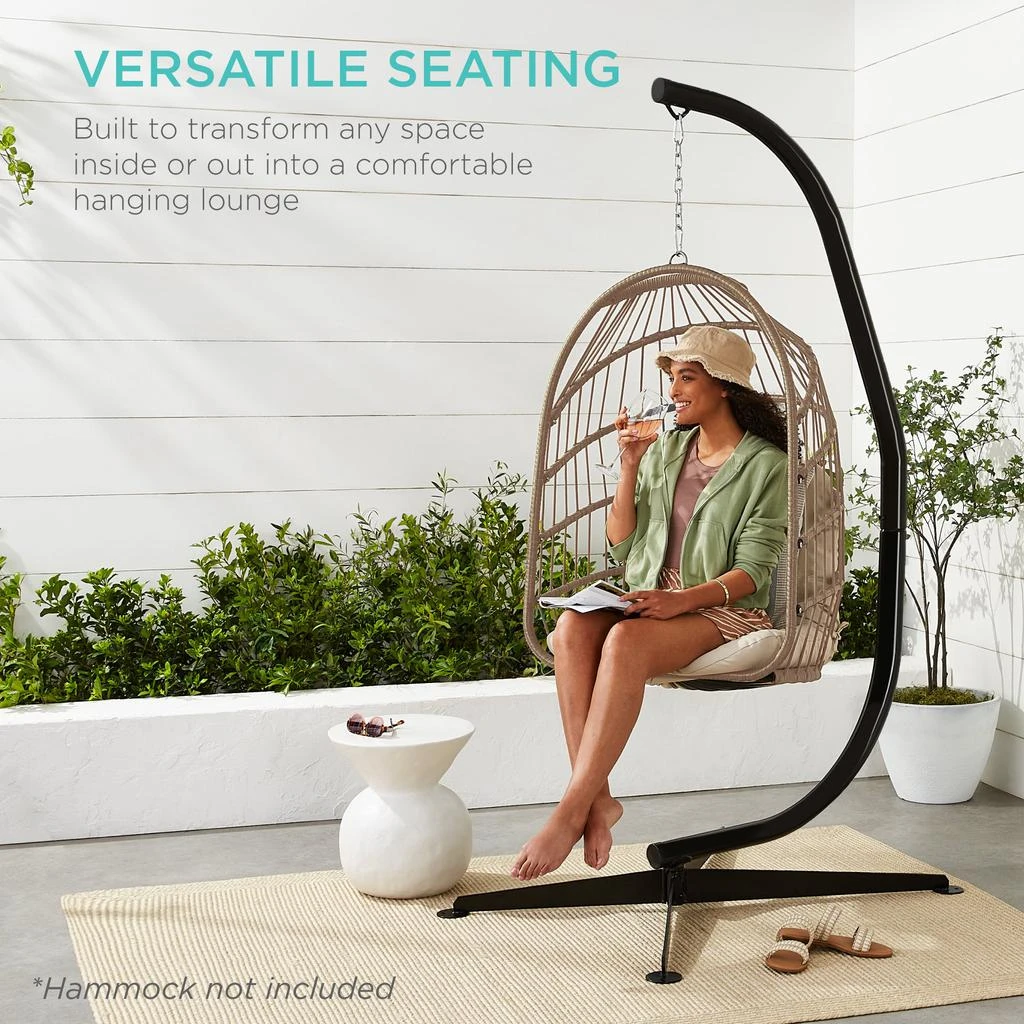Best Choice Products Metal Hanging Hammock C-Stand for Chair/ Weather-Resistant Finish, Offset Base - Stand Only - Black 4