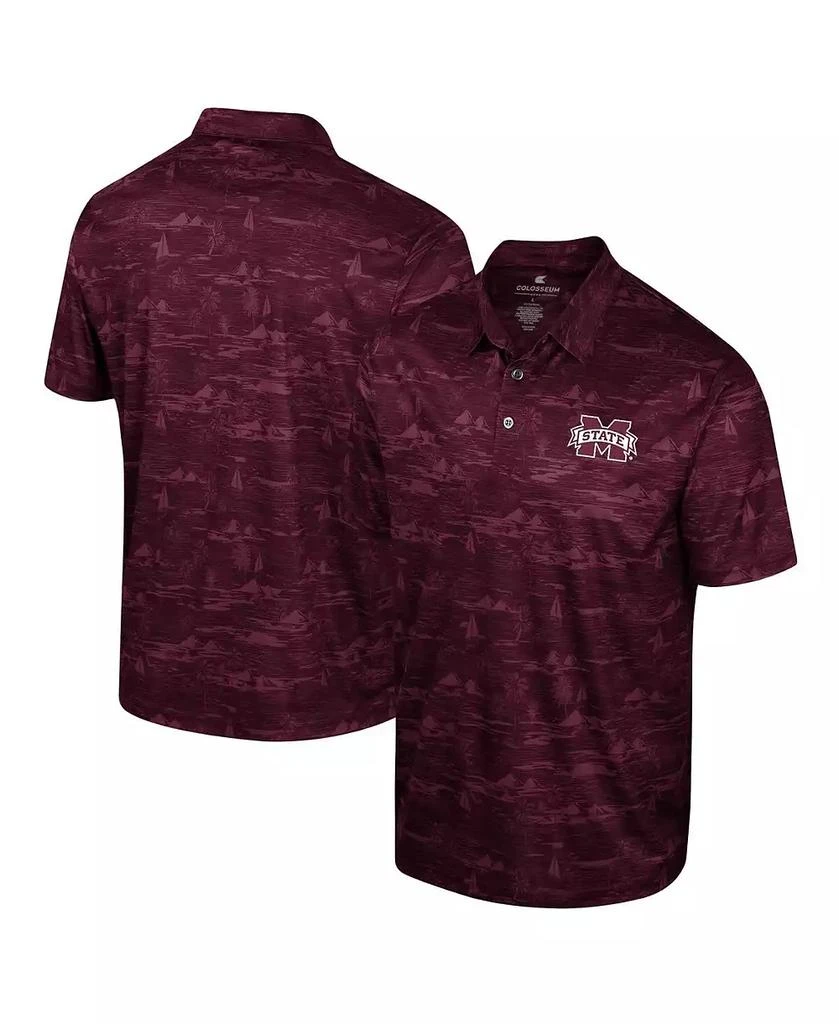 Colosseum Men's Maroon Mississippi State Bulldogs Daly Print Polo Shirt 1