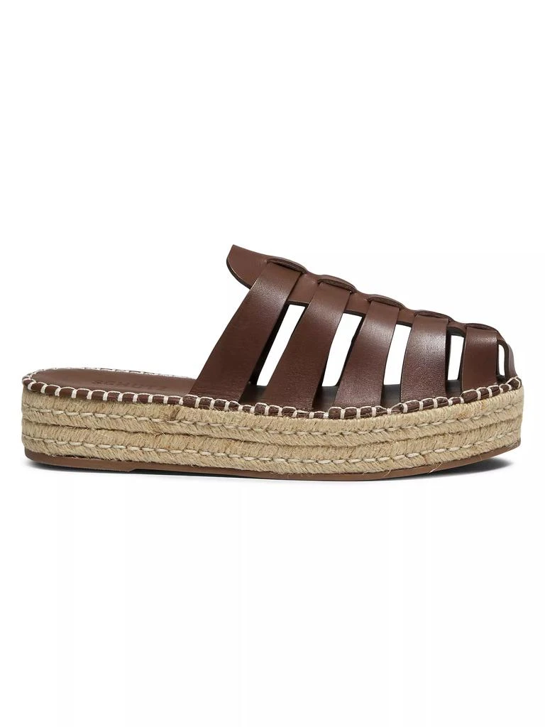 Schutz Valerie 45MM Leather & Raffia Flatform Mules 1