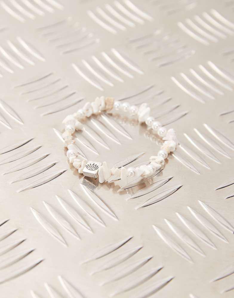 CLASSICS 77 Classics 77 all seeing eye beaded chipped stone bracelet in white