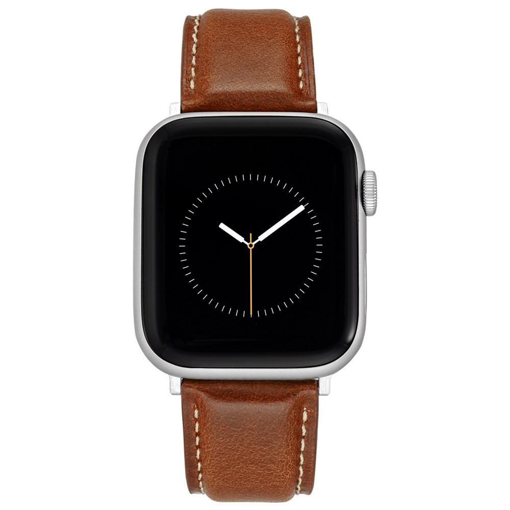 WITHit Honey Brown Smooth Genuine Leather Band Compatible with 42/44/45/Ultra/Ultra 2 Apple Watch