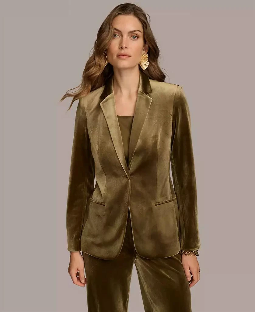 Donna Karan Women's Velvet One-Button Blazer 1